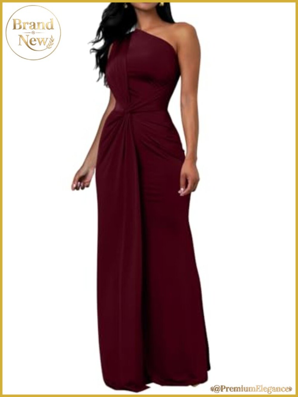 Women's Sleeveless One Shoulder Bodycon Maxi Dress Evening Cocktail Formal
